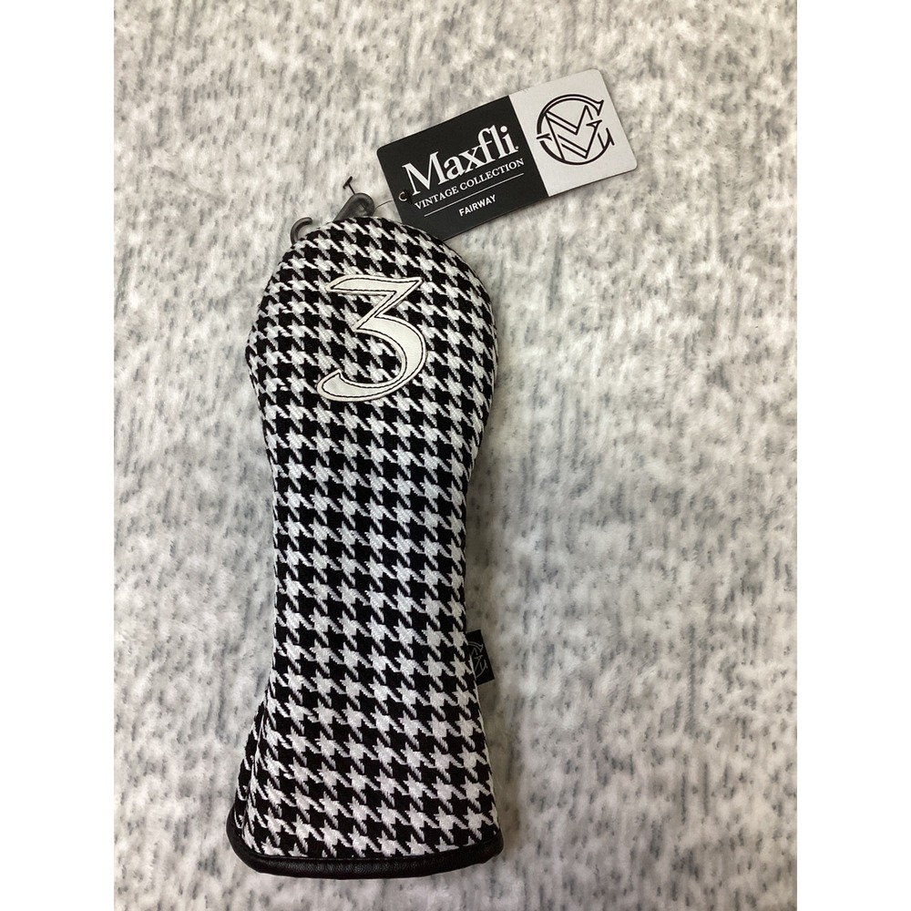 Maxfli Vintage Collection Fairway Wood Headcover 3 Houndstooth Black White MX529